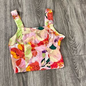 Bar III Floral-Print Square-Neck Tank – XS